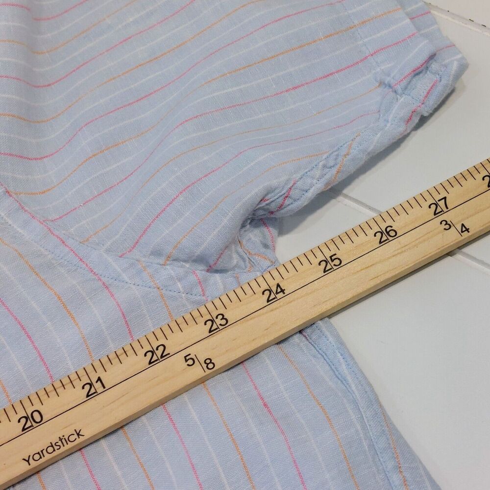 Brooks Brothers 346 Men's Large 100% Linen Striped Button Down Shirt Blue Beachy - Picture 8 of 9
